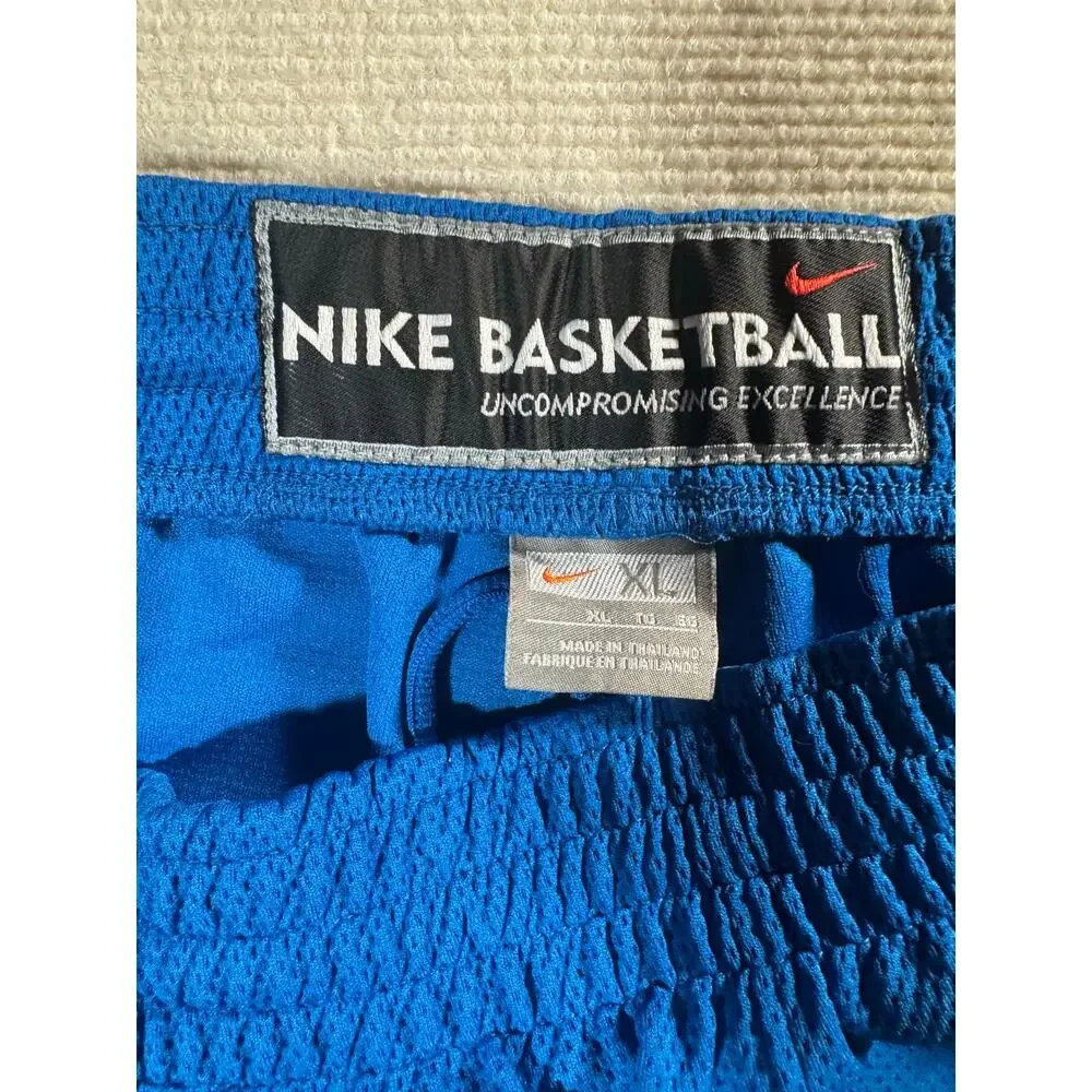 Nike Basketball Shorts Men's XL Blue Stripe Mesh Drawstring Athletic